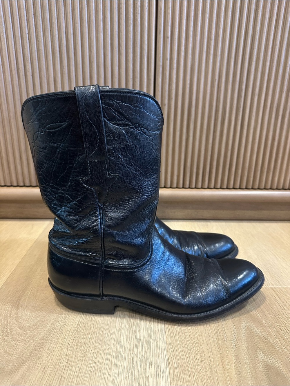 Lucchese Classic Black LeatherTanner Roper  Western Boots size 9.5 B Women